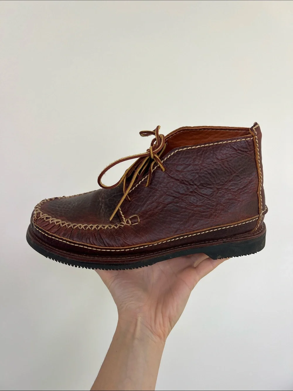 Chippewa red brown leather oxblood burgundy moc toe chukka boots shoes 7.5 2E